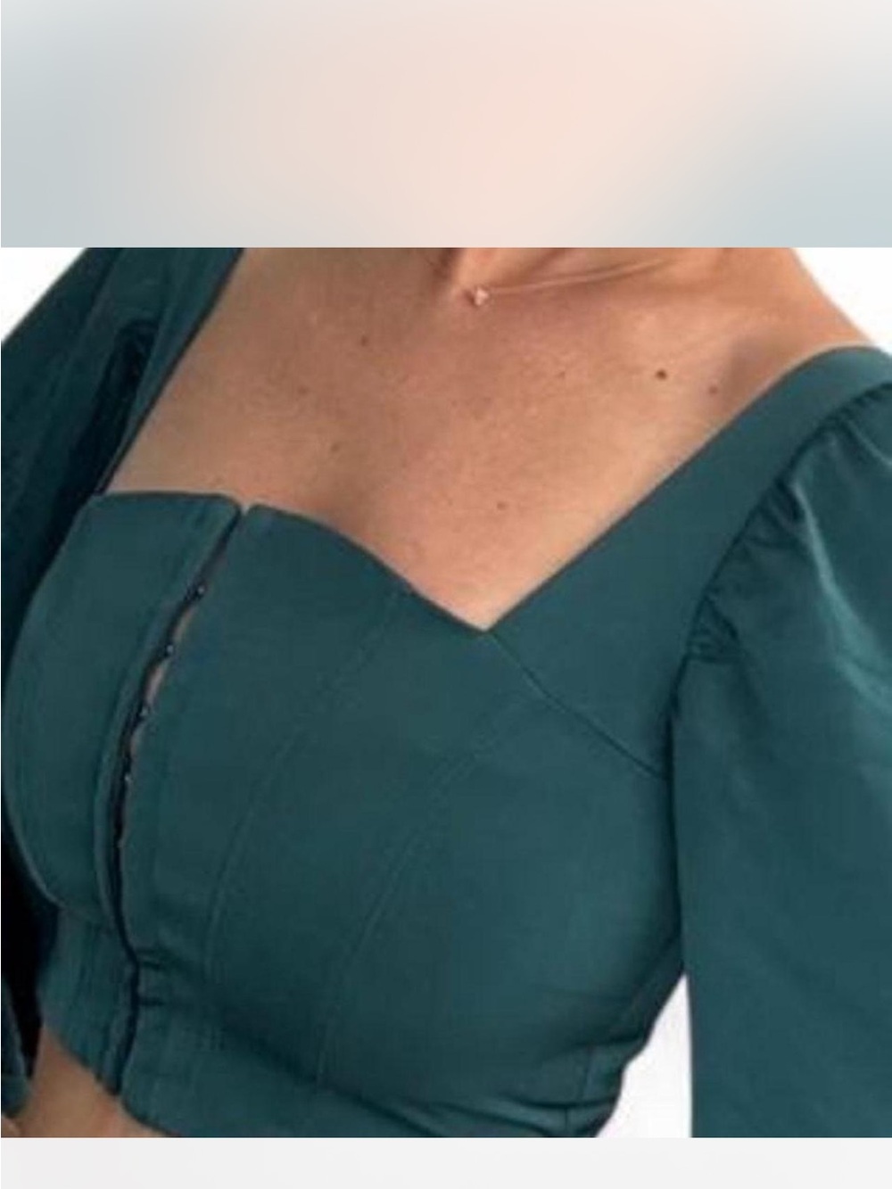 Urban Outfitters Teal corset Crop top with long sleeves